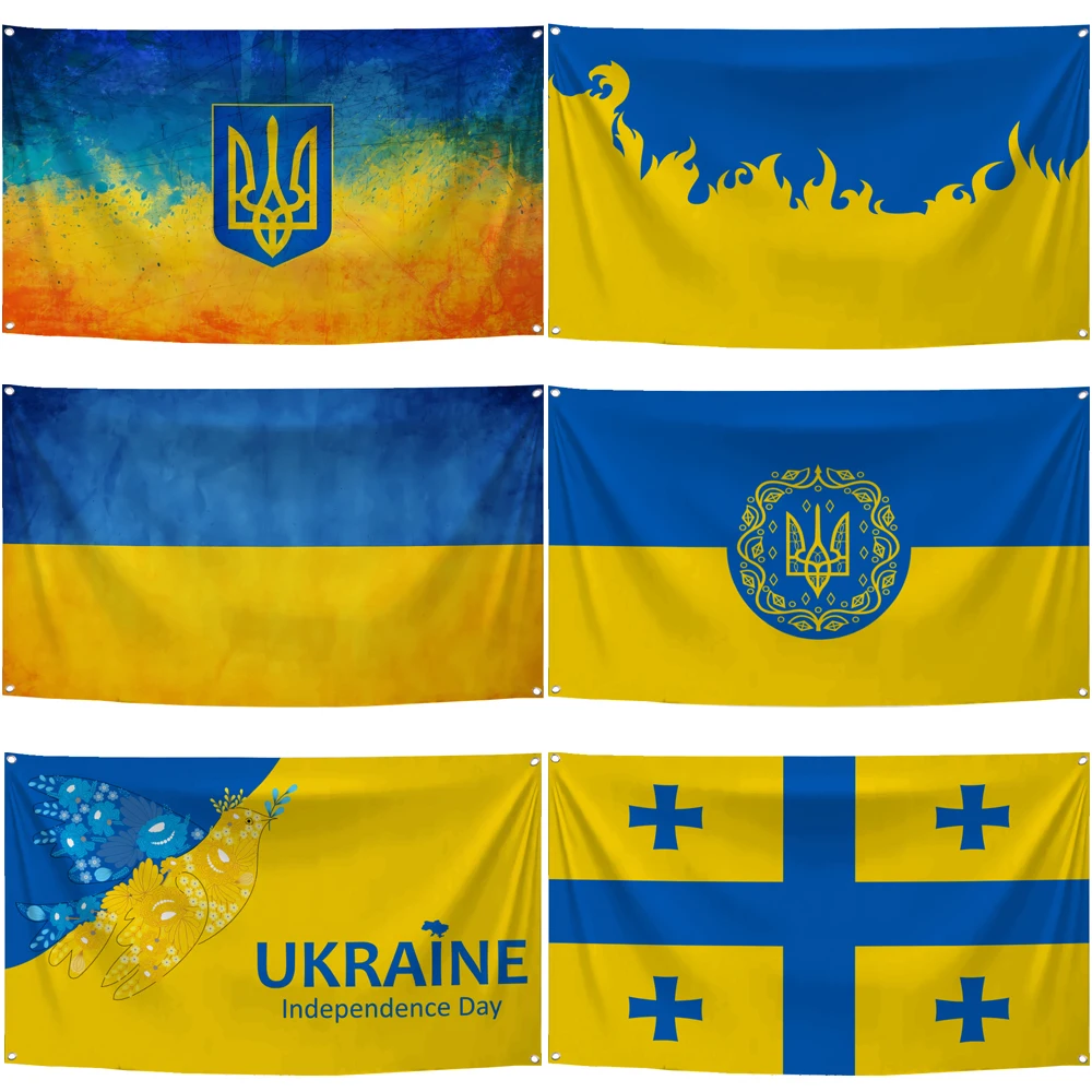 60x90cm 90x150 Patriotic Flag of Ukraine Glory Ukraine Ukrainian Flag Polyester Digital Printed Banner Tapestry curtain poster