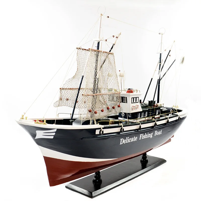 

Fishing boat model handmade wooden sailboat ornament living room craft boat