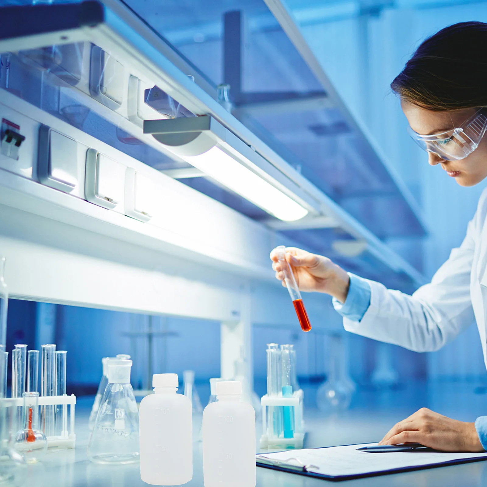 

6Pcs Pe Reagent Bottles Plastic Chemical Sample Bottles Leakproof Sealing Laboratory Liquid Storage Container Small Mouth