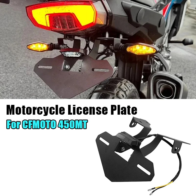 

For Cfmoto 450MT 2024 Motorcycle License Plate Bracket Cf Moto 450 MT Motorcycles Registration Plate Holder Frame with LED Light
