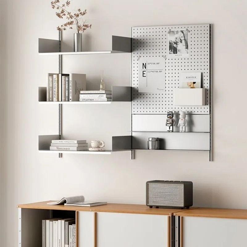 For creative pegboard wall-mounted display racks, multifunctional floating stainless steel storage racks for living rooms
