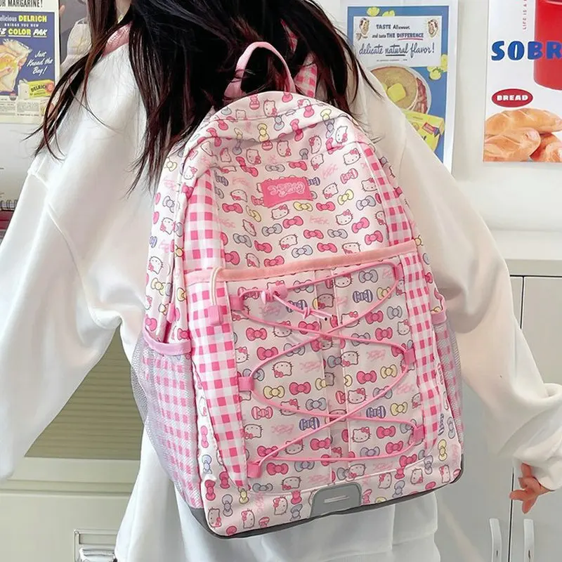 Hello Kitty tas punggung wanita, ransel sekolah untuk remaja wanita