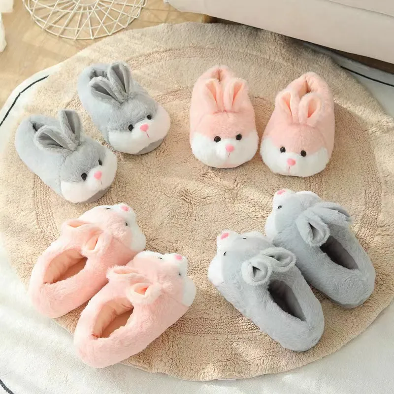 Cute Cartoon Rabbit Cotton Slippers Pack Heel Home Soft Non-slip Warm Breathable Indoor Plush Shoes