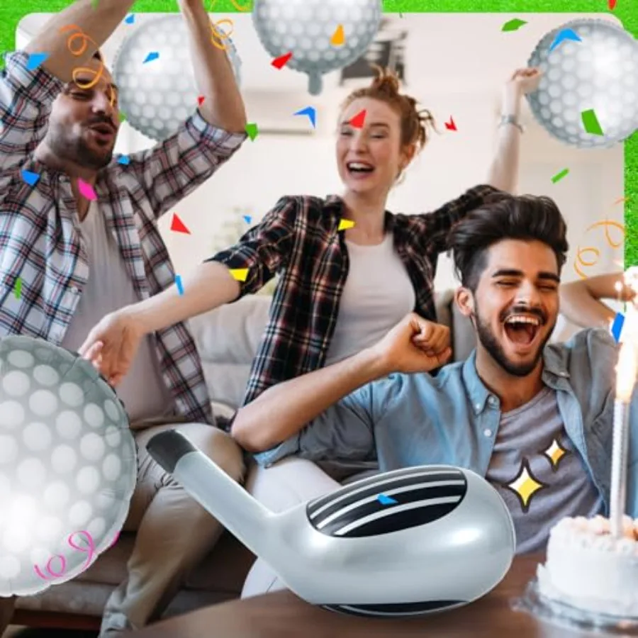 Juego de 16 Uds de globos de Golf, pelota de 18 pulgadas y 30 globos de aluminio en forma de palos para decoraciones para fiestas de cumpleaños, eventos temáticos de Golf, deportes Pa