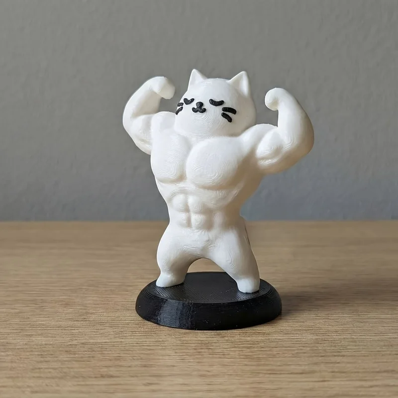 Muscle Fitness Cat Figurine, Small Statue Ornament, Mini Decorative Sculpture for Desk Home Decoration