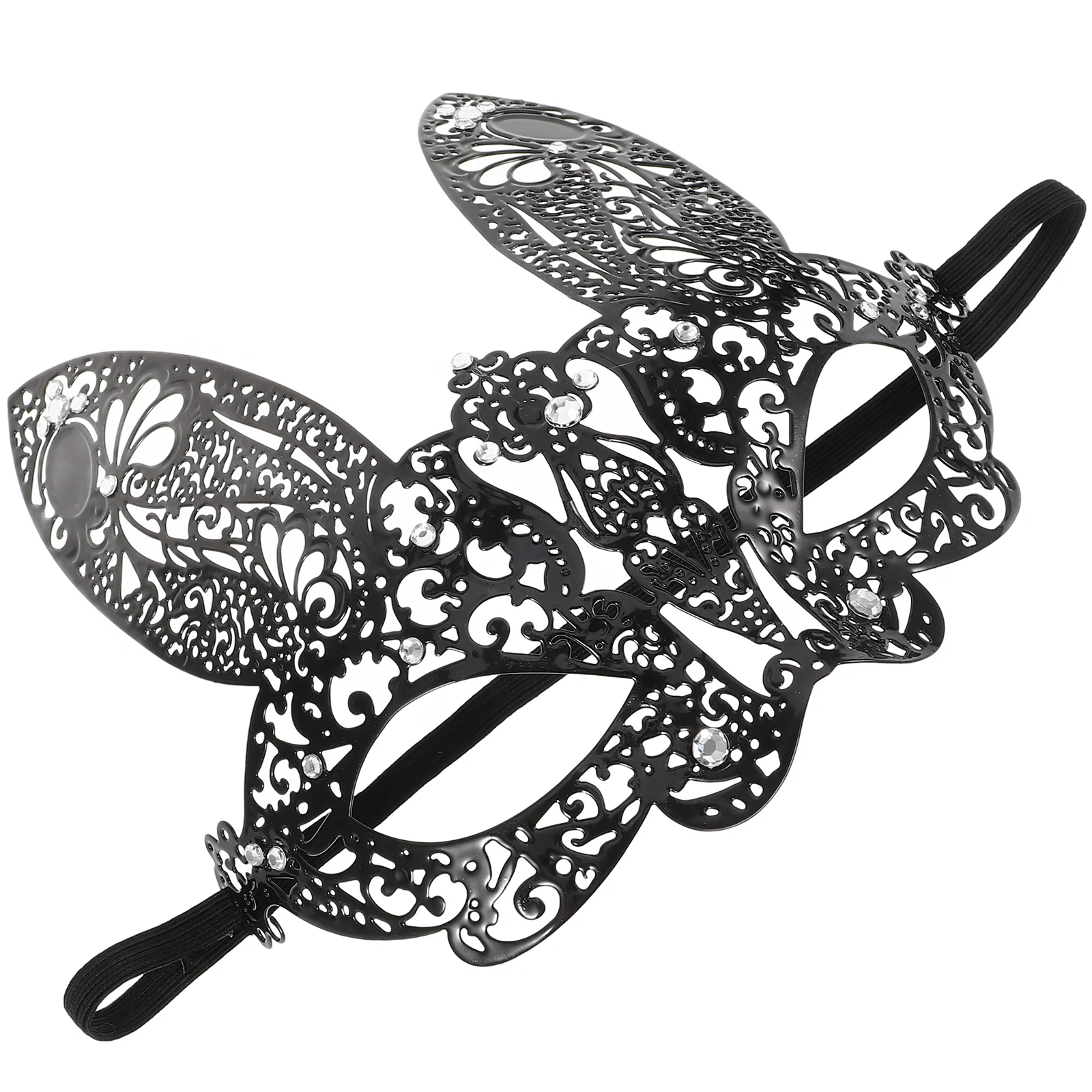 Rhinestone Mask Venetian Mask Rabbit Mask Half Face Animal Mask Cosplay Costume Accessory for Halloween Carnival Masquerade