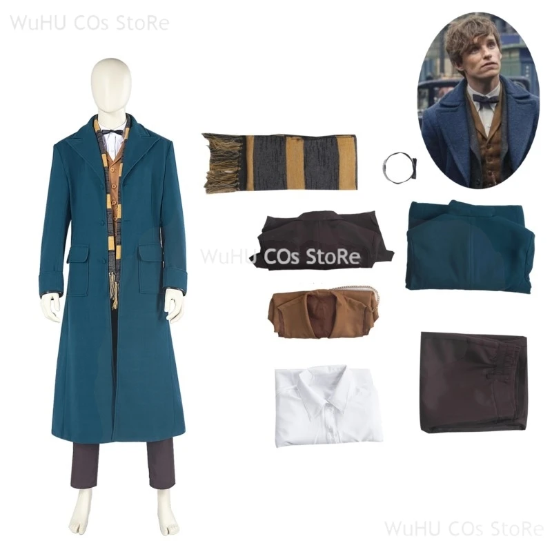 Costume de Cosplay Newt Scamande pour Homme, Pardessus, Gilet, Ensemble Complet de Roleplay pour Halloween