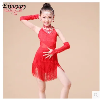 أزياء الرقص اللاتيني للفتيات ، تنورة للأطفال ، ملابس عرض الألعاب ، شرابات مطرزة بالترتر ، جديدة