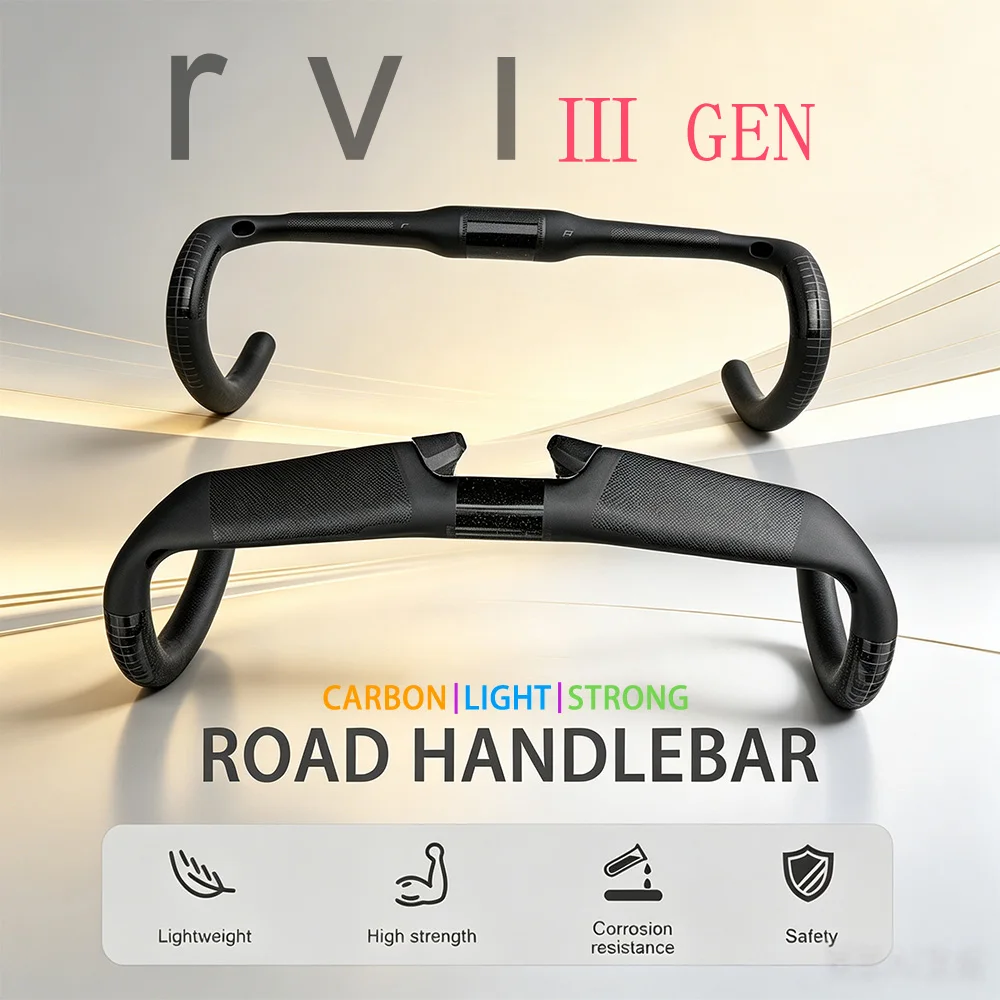 380-440mm 31.8mm Carbon Road Handlebar Third Generation Enhanced Version Lightweight Black Bright Logo Design Bicycle Parts