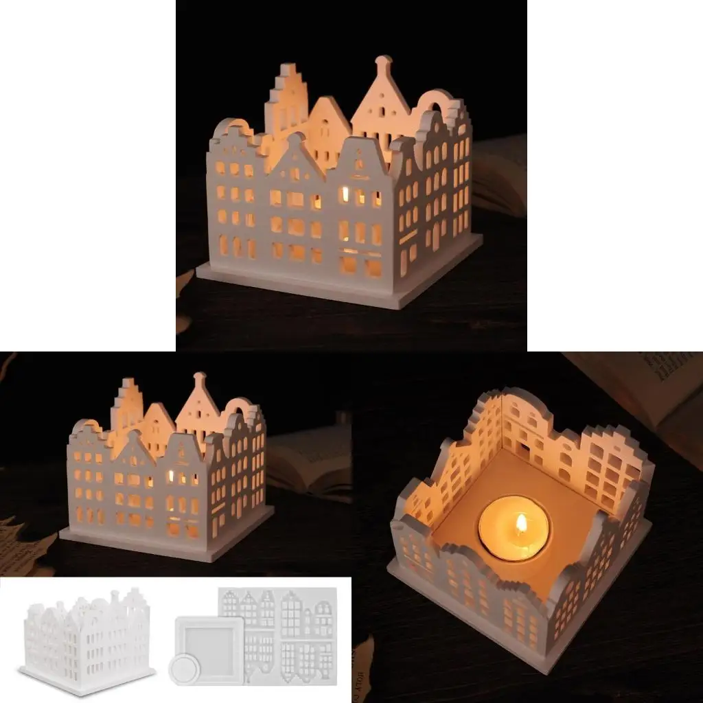 Silicone Mold Resin House and Hollow Holder Moulds Silicone Texture Suitable for Crafting and Home Decoration