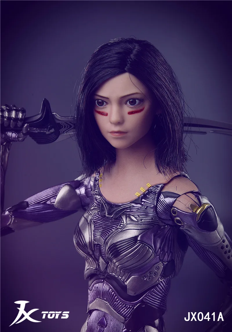 JXTOYS JX041 1/6 Scale Female Japanese Manga Characters Alita: Battle Angel Short Hair Head Carving For 12in Action Figure Model