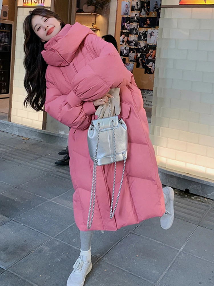 

Pink Thiened down Cotton Jaet Women's Knee-Length Bread Sle Coat Warm Comfortable Faionable Anti-Aging Winter New Arr...
