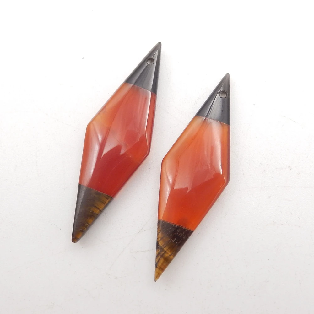 Natural Obsidian,Red Agate,Tiger-Eye Intarsia Marquise Earrings Bead For Women,DIY Semi-precious Stones Jewelry Accessories