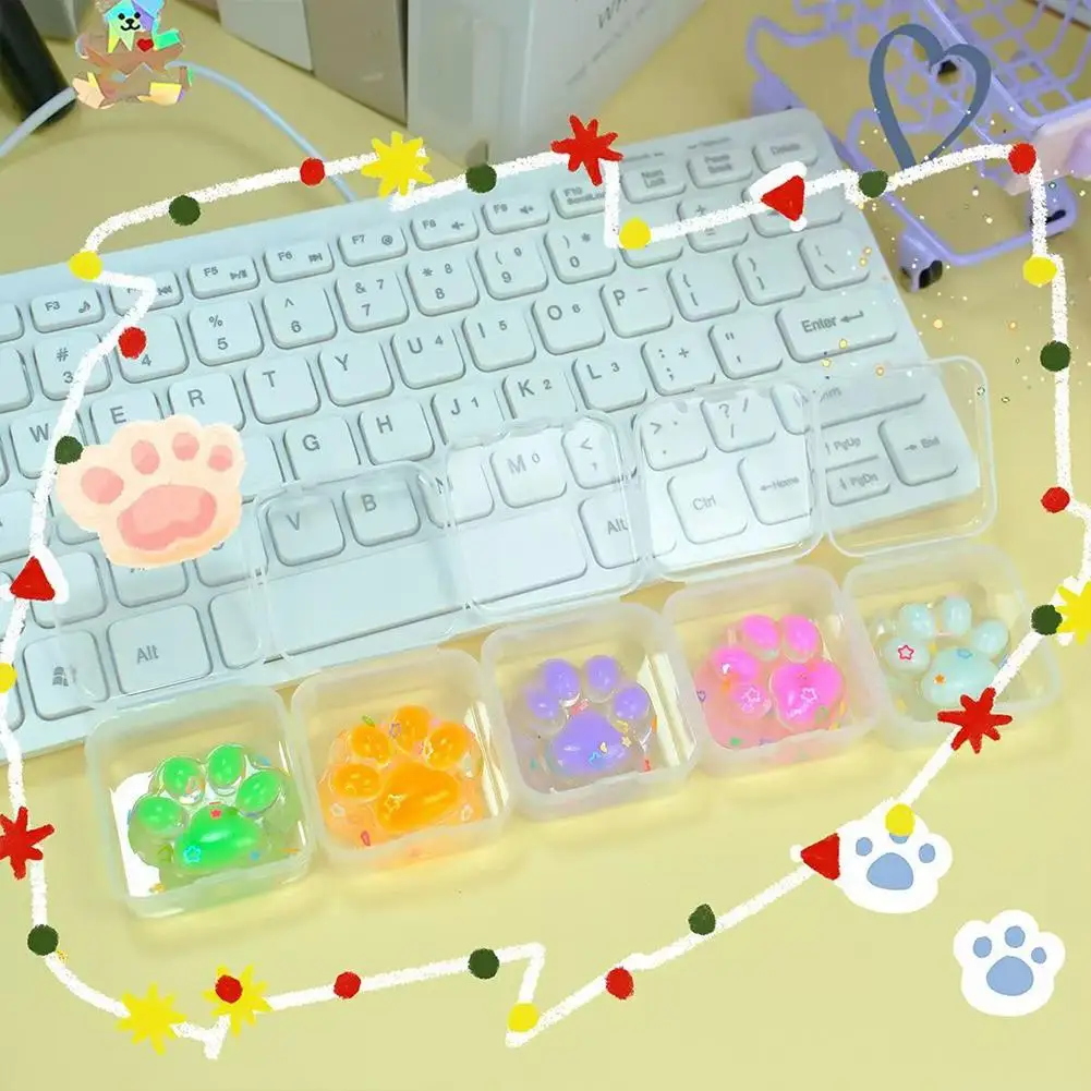 Sequin Cat Paw Pinch Kids Decompression Slow Rebound Soft  Elastic Squeezing Cat Paw Soft Squeeze Toy Kids lovely Gifts