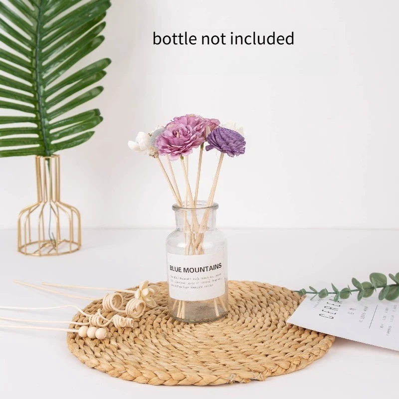 Rattan Sticks and Sola Flowers Set of 14, One Bundle Natural Material,  Diffuser Accessories For Home Bathroom and Bedroom Decor