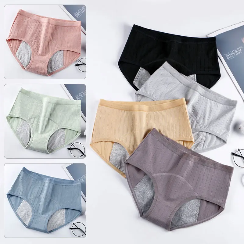 Cotton Menstrual Panties for Women Physiological Leak Proof Briefs Underwear Menstruation High Waist Female Period Underpants