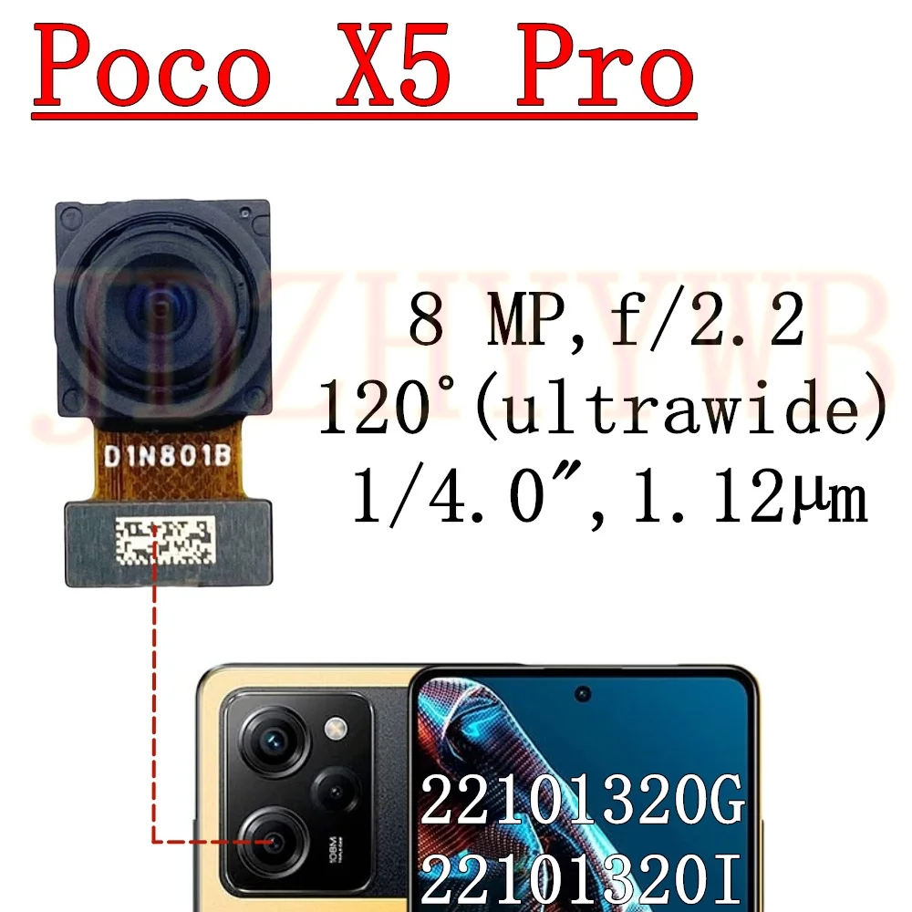 Rear Front Camera For Xiaomi Poco X5 Pro 5G Frontal Selfie Wide Back Facing Main Camera Flex Cable