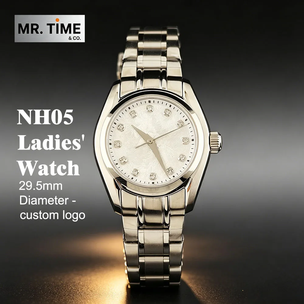 NH05 Cherry Blossom Texture Dial 29.5mm Watch ladie's Stainless Steel Watch Customized Logo Accessories for NH05 Movement