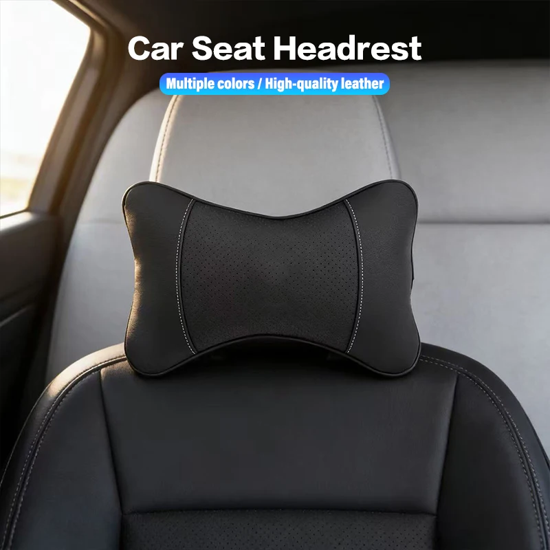 Leather Car Seat Headrest Memory Foam Comfort Neck Pillow Auto Interiors For Tesla SpaceX Model 3 Y S X Cybertruck Juguete Coil