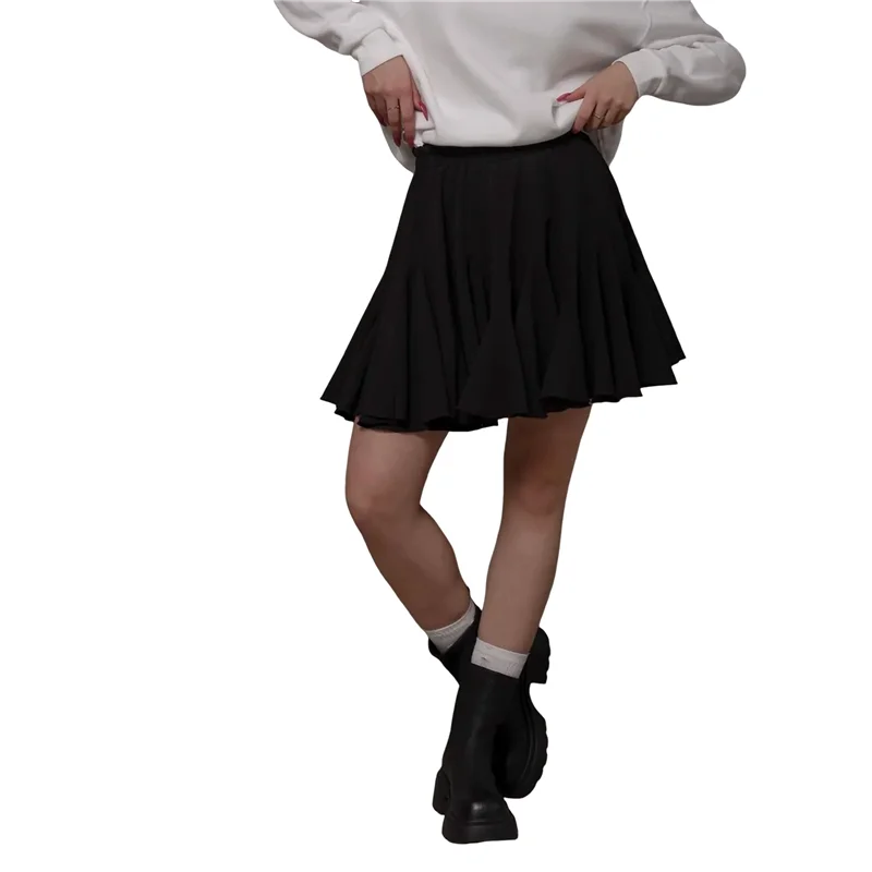 ABRT-Women's Pleated Skater- تنورة أساسية كاجوال بكشكشة عالية الخصر - ملابس داخلية صغيرة متوهجة - تنانير