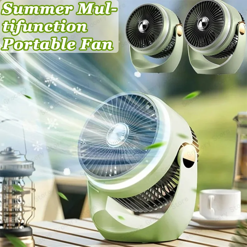 

3600mAh Rechargeable Camping Fan Portable USB Desktop Fan with Power LED Light for Home Dorm Outdoor Charging Fan Вентилятор