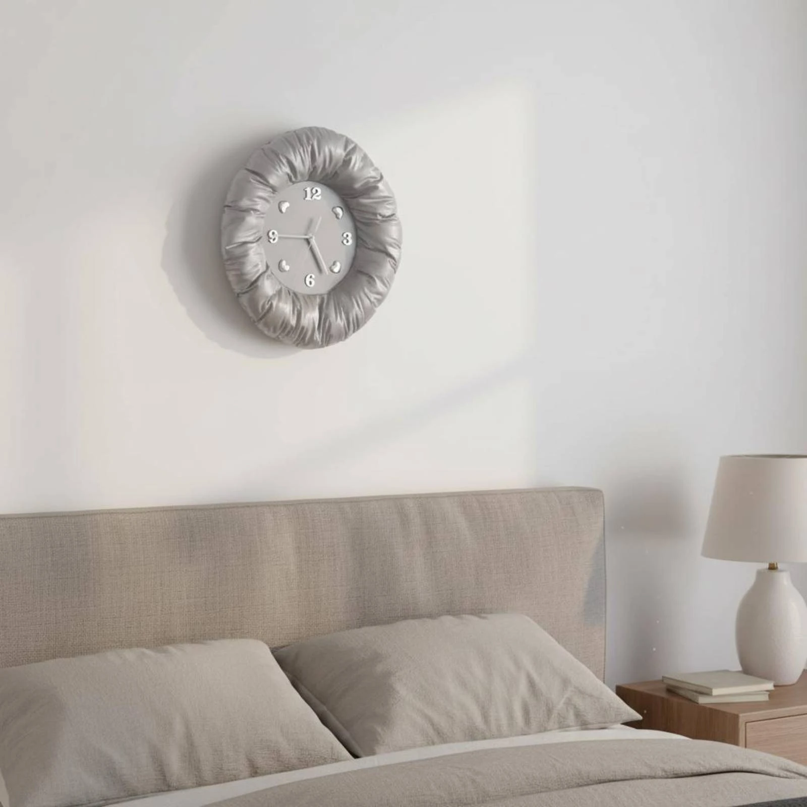 Ruched Textile Timekeeper Round Textile Wall Timekeeper Timepiece Easy to Read Home Decor Modern Design for Bedroom