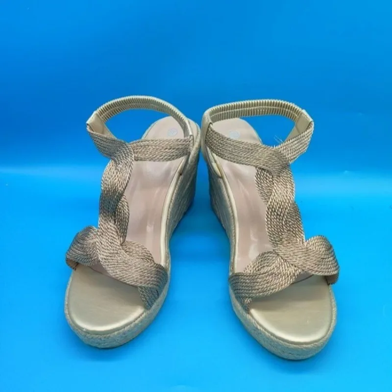 Summer Plus Size Sandals Women's New Non-Slip Soft Sole Wedges Elasticated Mouth Comfortable Roman Shoes