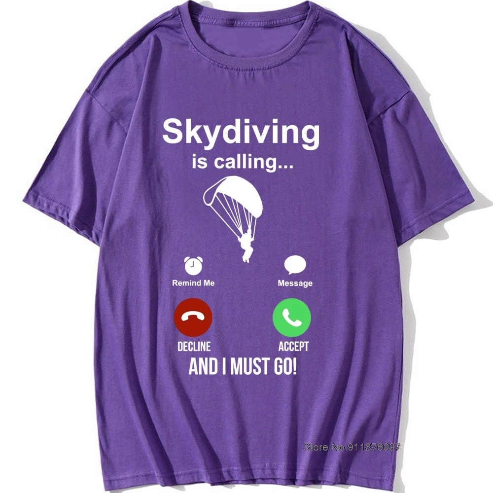 Skydiving Is Calling T Shirt Gift Men Short Sleeve Vintage Graphic Harajuku Jumping Planes Parachute T-shirt Boyfriend