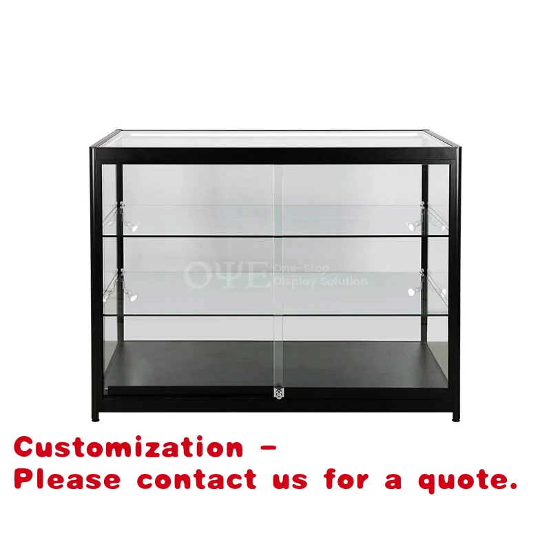 

Customize.New Design Glass Display Showcase Led Light Aluminum Frame Floor Standing Display Counters Smoke Shop Display Cases