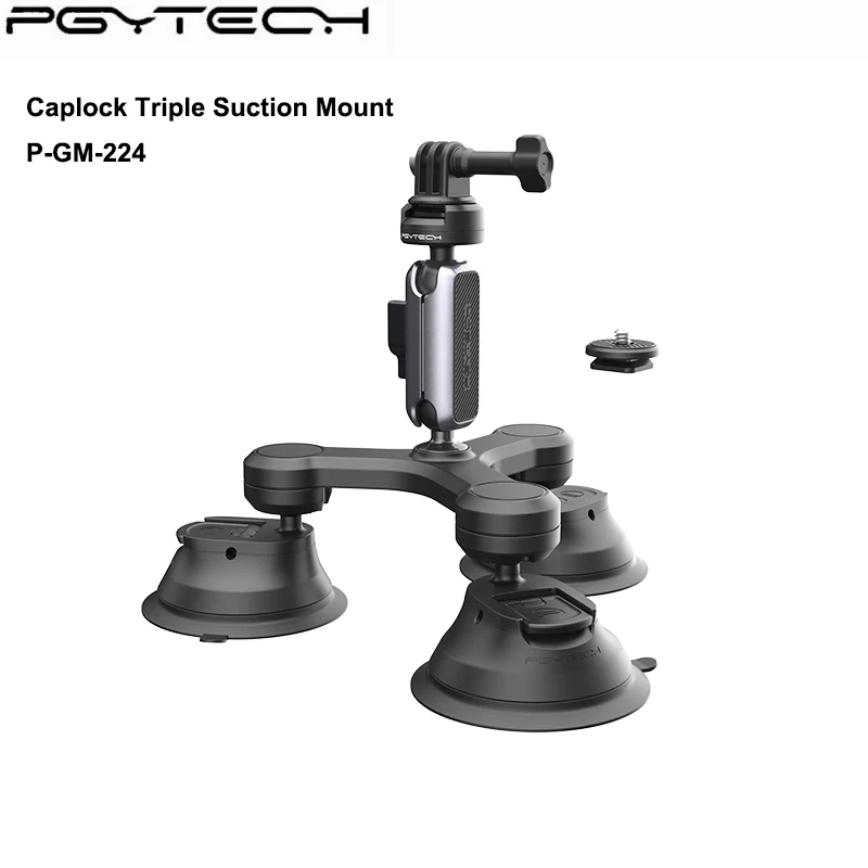 PGYTECH-ذراع ثلاثي شفط سيارة جبل ، 360 درجة دوران الزجاج الأمامي ، Gopro بطل 12 ، 11 ، 10 ، 9 ، DJI OSMO العمل 4 ، 3 Insta360