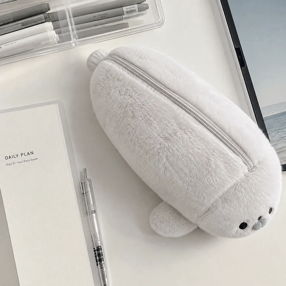Large Capacity Little Seal Pencil Case Simulation Texture Animal Seal Pen Pouch Kawaii Style Material Stationery Storage Bag