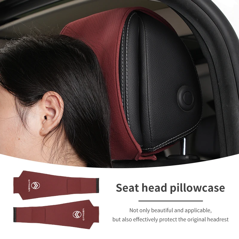 Car Headrest Cover Seat Head Rest Neck Pillow Protector For Citroen C4 C3 C5 C2 Berlingo Celysee Cactus Picasso Aircross Grand