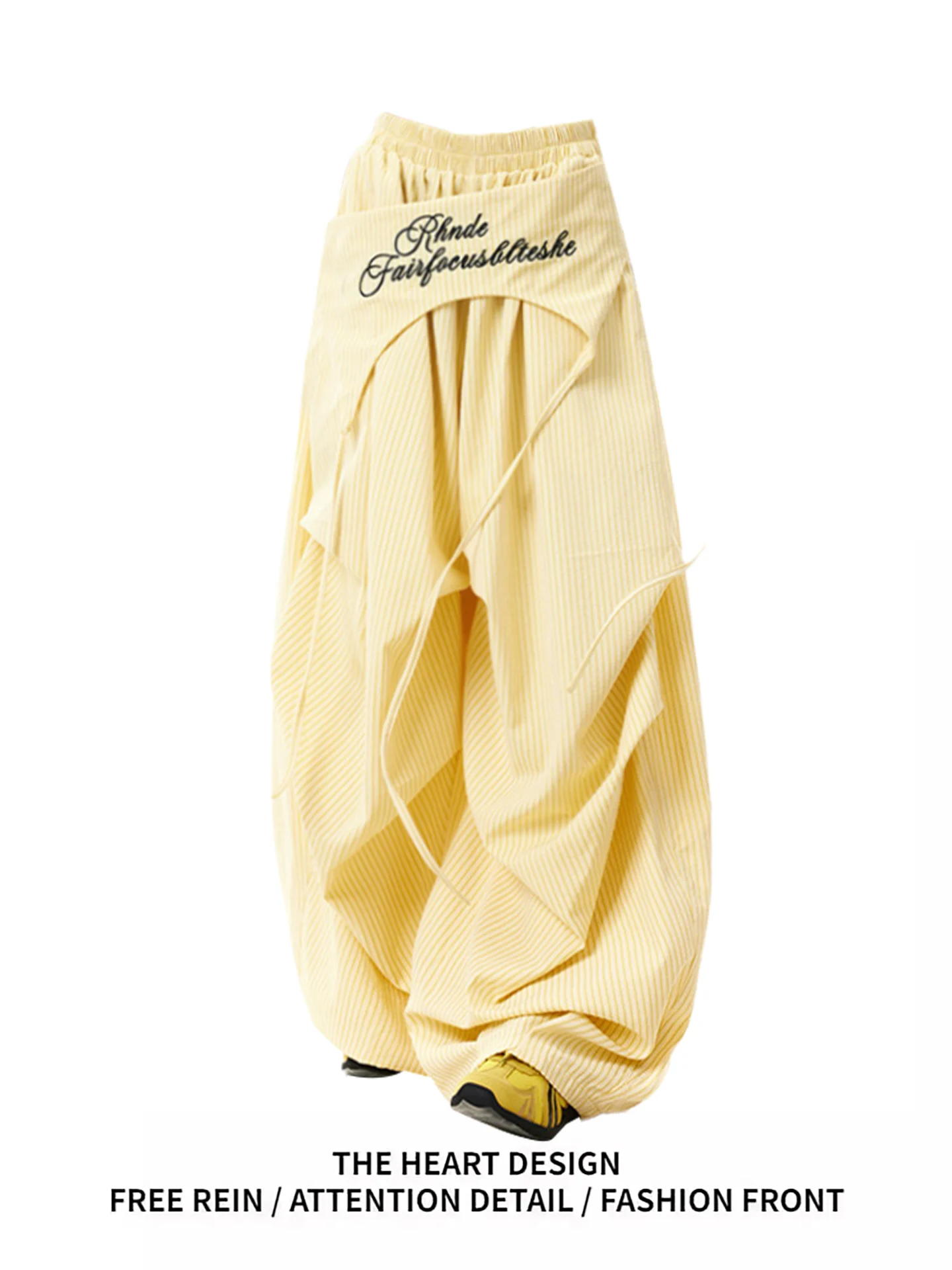 

Yellow Casual Jazz Dance Pants Women's Style Spring Autumn New Arrival Fake Two-Piece Straight Leg Pants Comfortable Fit