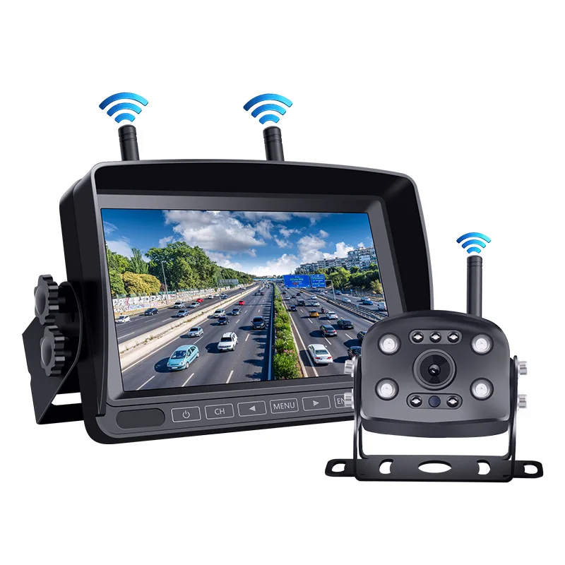 

Digital Wireless Split Screen Backup System|7 Inch 1080P DVR Kit IP69K Waterproof IR RV Truck Trailer Horsebox Caravan