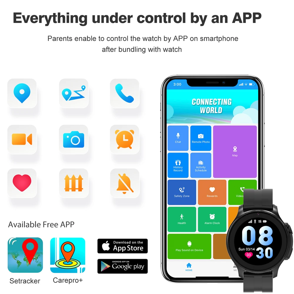 4G Smart Watch Phone Video Call Rotate Button Voice Chat Pedometer SOS Call Back Monitor GPS WIFI Location Children Clock 2024