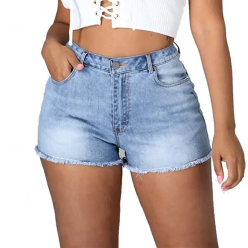 Summer Light Blue Denim Jeans Shorts with Lace Up Short Pants Women Back Ties Casual Cowboy Macaquinho Curto De Renda Streetwear