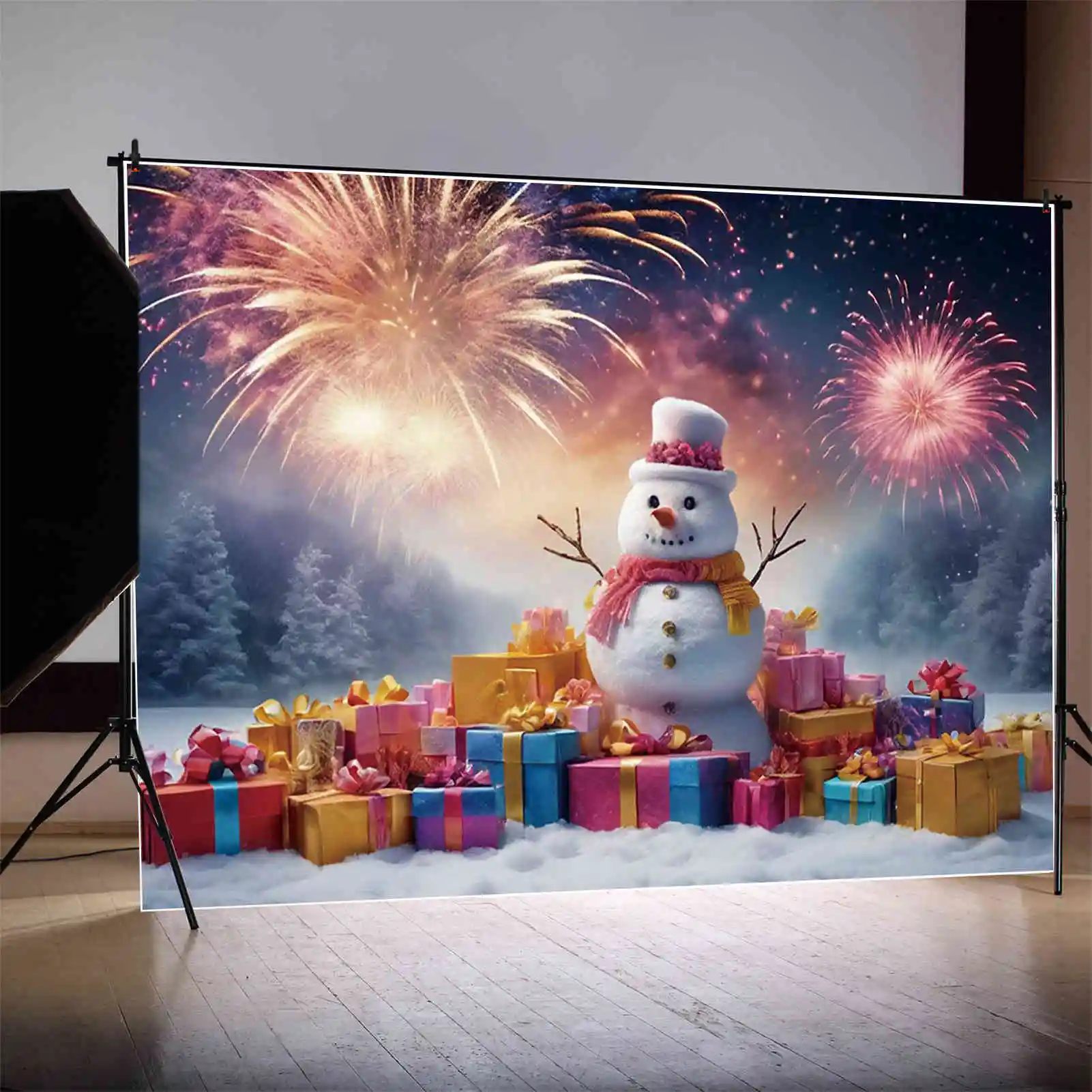 MOON.QG 크리스마스 눈사람 사진 배경 아기 겨울 Photocall 배경 어린이 사진 스튜디오 Photocall 소품
