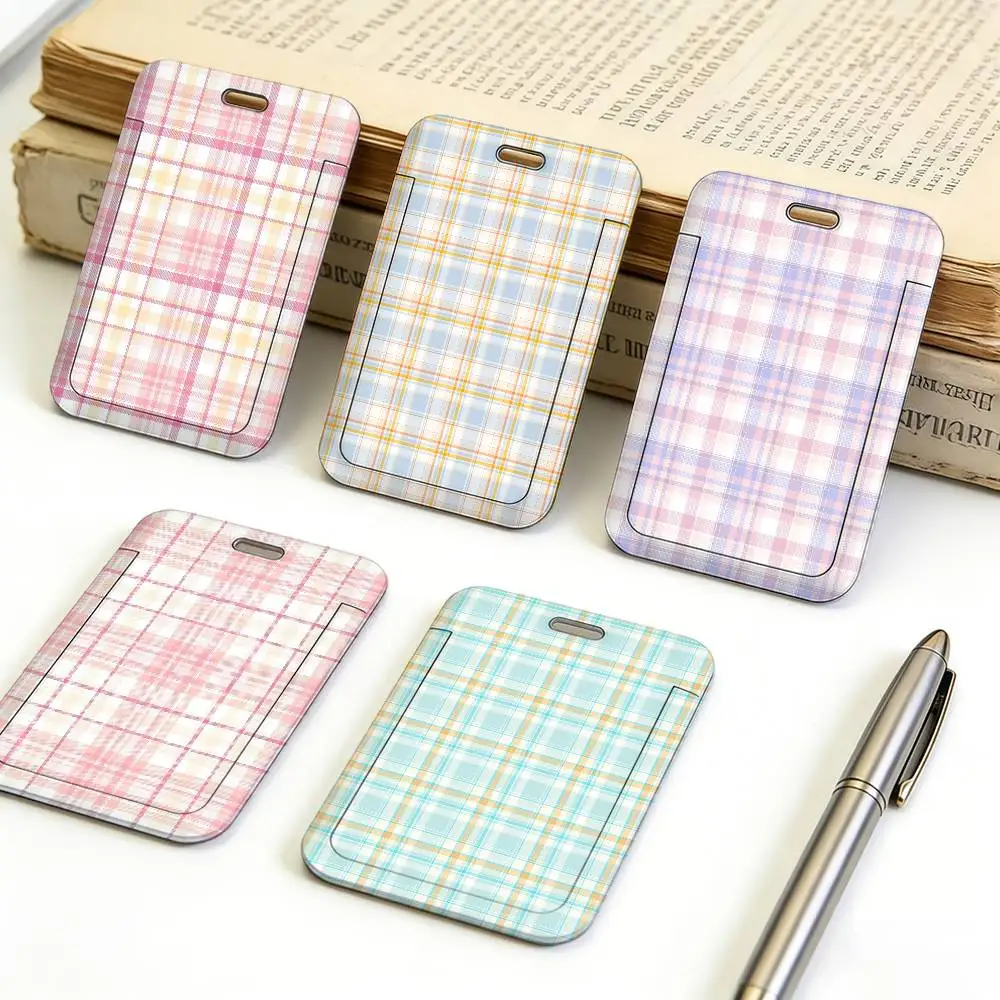 

Легкий и мягкий держатель для бейджа с ремешком на шею в клетку, для офисного персонала, портативный защитный чехол для именной бирки