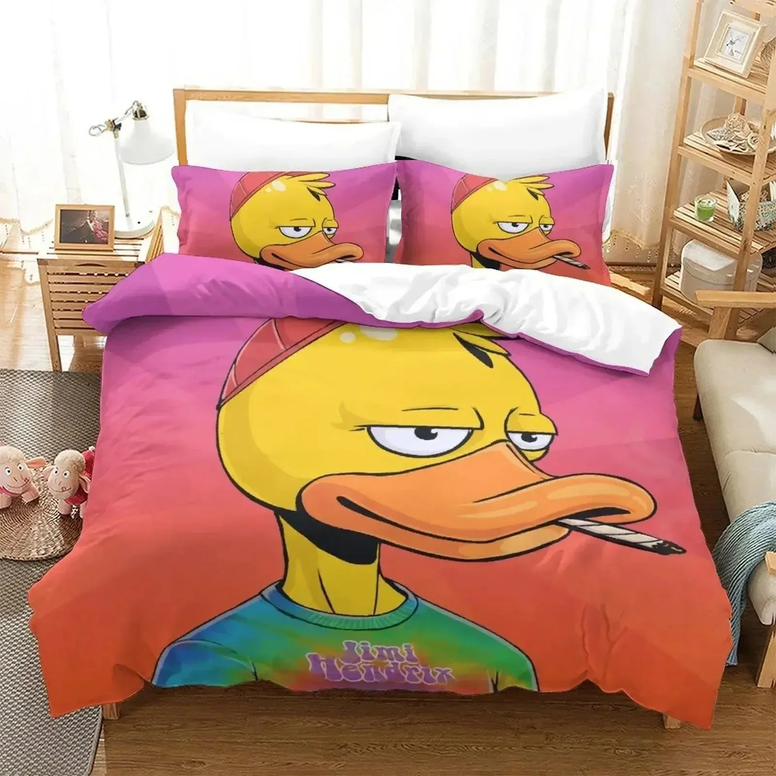 

3D Print Cartoon Quackity Duck Bedding Set Duvet Cover Bed Set Quilt Cover Pillowcase Comforter king Queen Size Boys Bedding Set