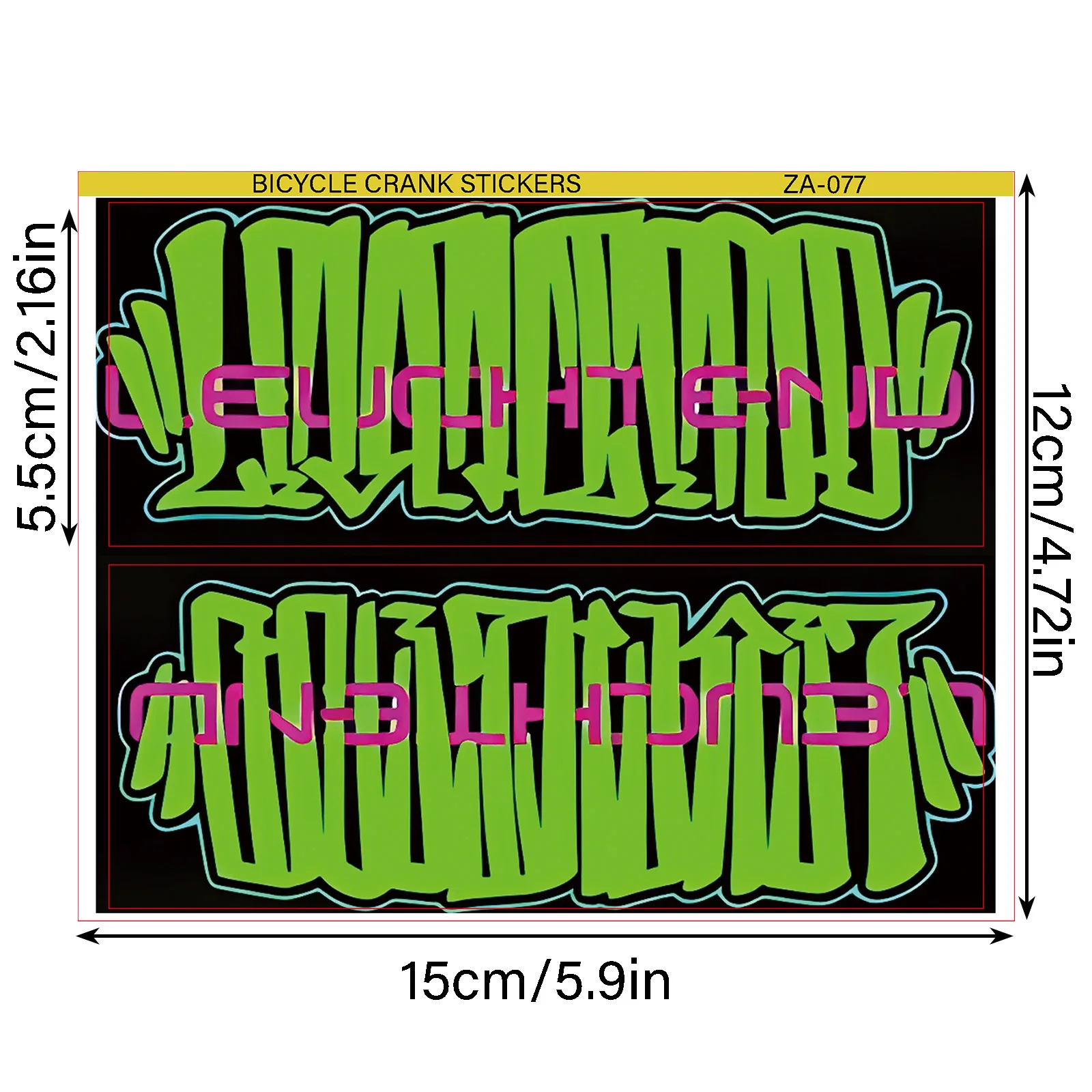 1pair Green & Pink Graffiti Bike Crank Stickers, Waterproof Vinyl Decals for Bicycle Crank, Chain Guard & Frame