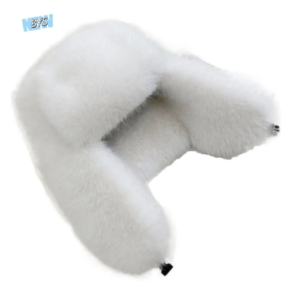 

Soft Faux Mink Fur Plush Lei Feng Hat Thickened Windproof Skiing Pilot Hat Ear Protection Keep Warm Ear Protection Cap Women