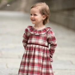 Dave Bella Girl's Dress Children's Autumn Casual Fashion Cute Plaid Pure Cotton Outdoors Sport School Party DB3236935