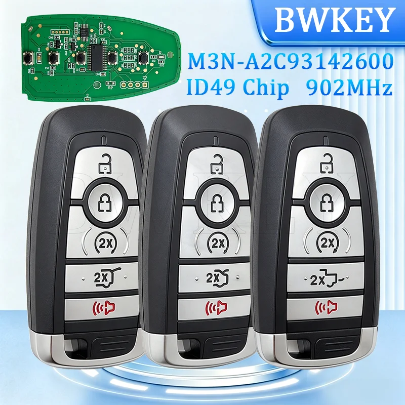 BW M3N-A2C93142600 902MHz ID49 Hitag Pro Chip Smart Key Fob For Ford F Series Mustang Explorer Edge Expedition Fusion 2017-2020