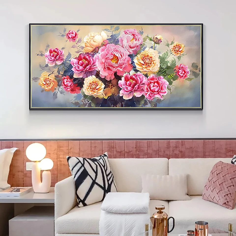 5D DIY Diamond Painting Abstract Peony Flower Cross Stitch Embroidery Red Floral Mosaic Personalized Gift Home Decor