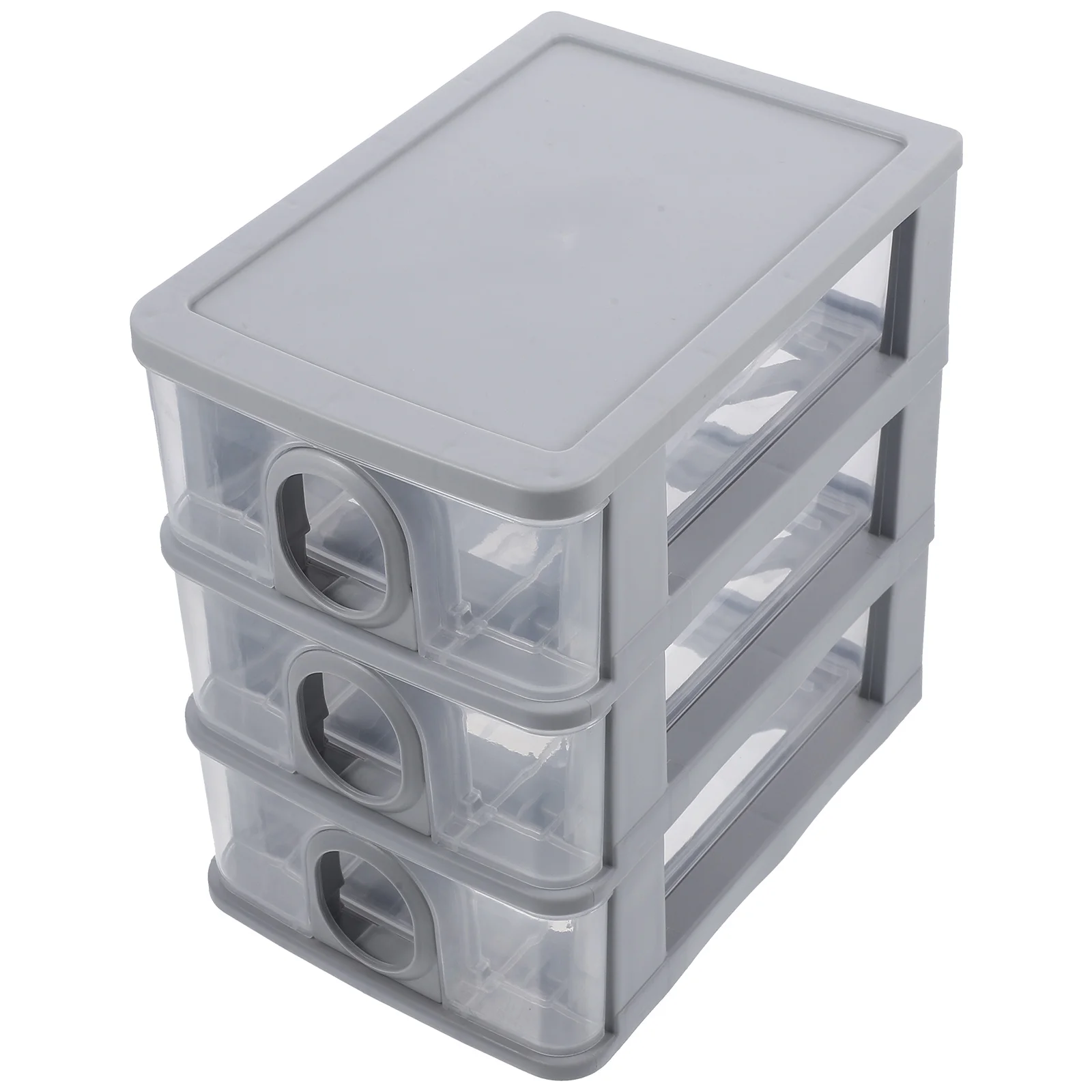 

Transparent Desktop Storage Box 3 Layers Gray Clear Drawer Office ganizer Plastic Storage Small Size Efficient Useful