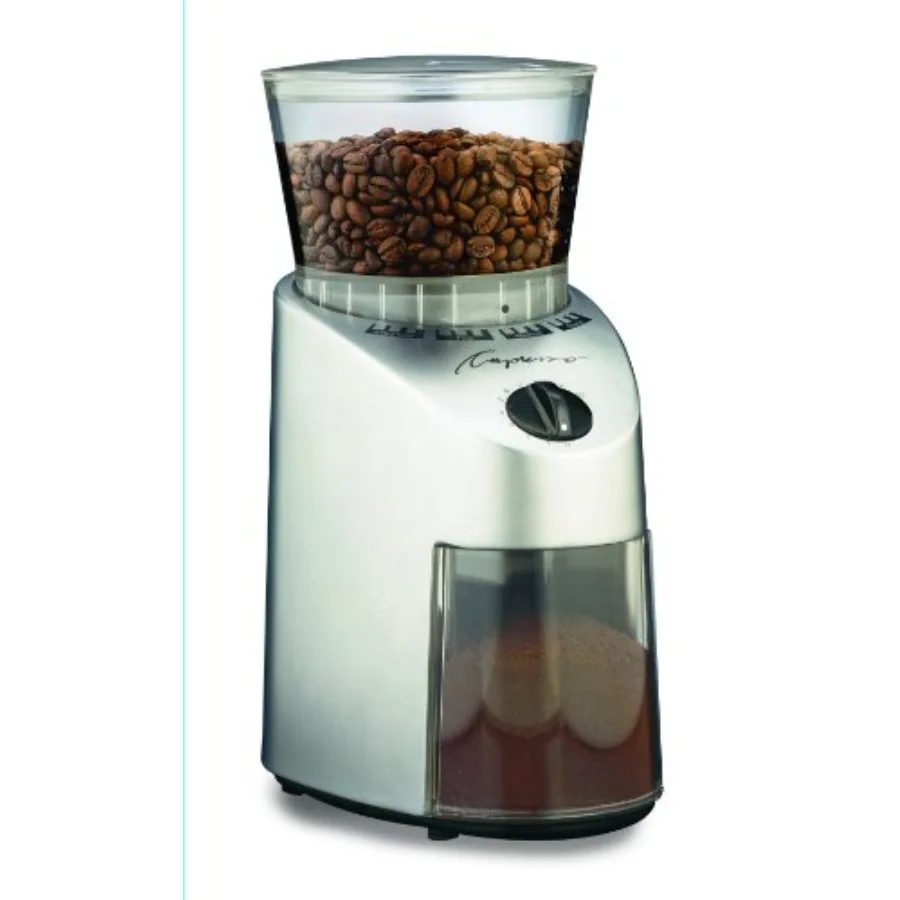 Molinillo Cónico Infinity de Acero Inoxidable Plateado para Moler Granos de Café, Construcción Duradera, Acabado Plateado Elegante