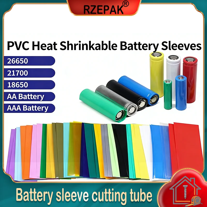 Battery Protection PVC Heat Shrink Tube - Precut Shrinkable Insulation Sleeve for 18650/26650/21700/No.5(AA)/No.7(AAA)