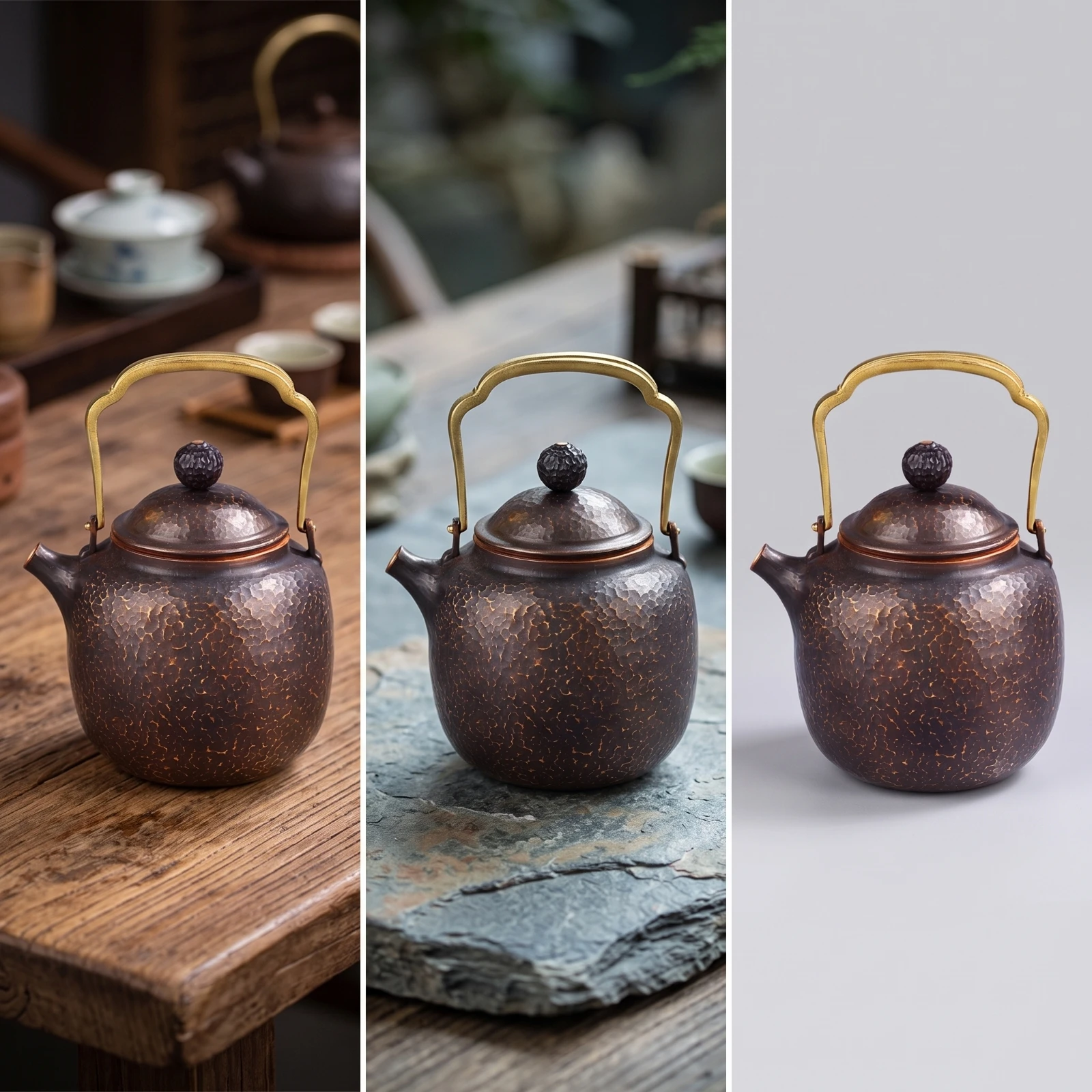 Copper Tea Kettle Hand Hammered Tea Kettle with Lid Copper Teapot Embossed Teapot with Lid Uncoated for Collectors, Countertop
