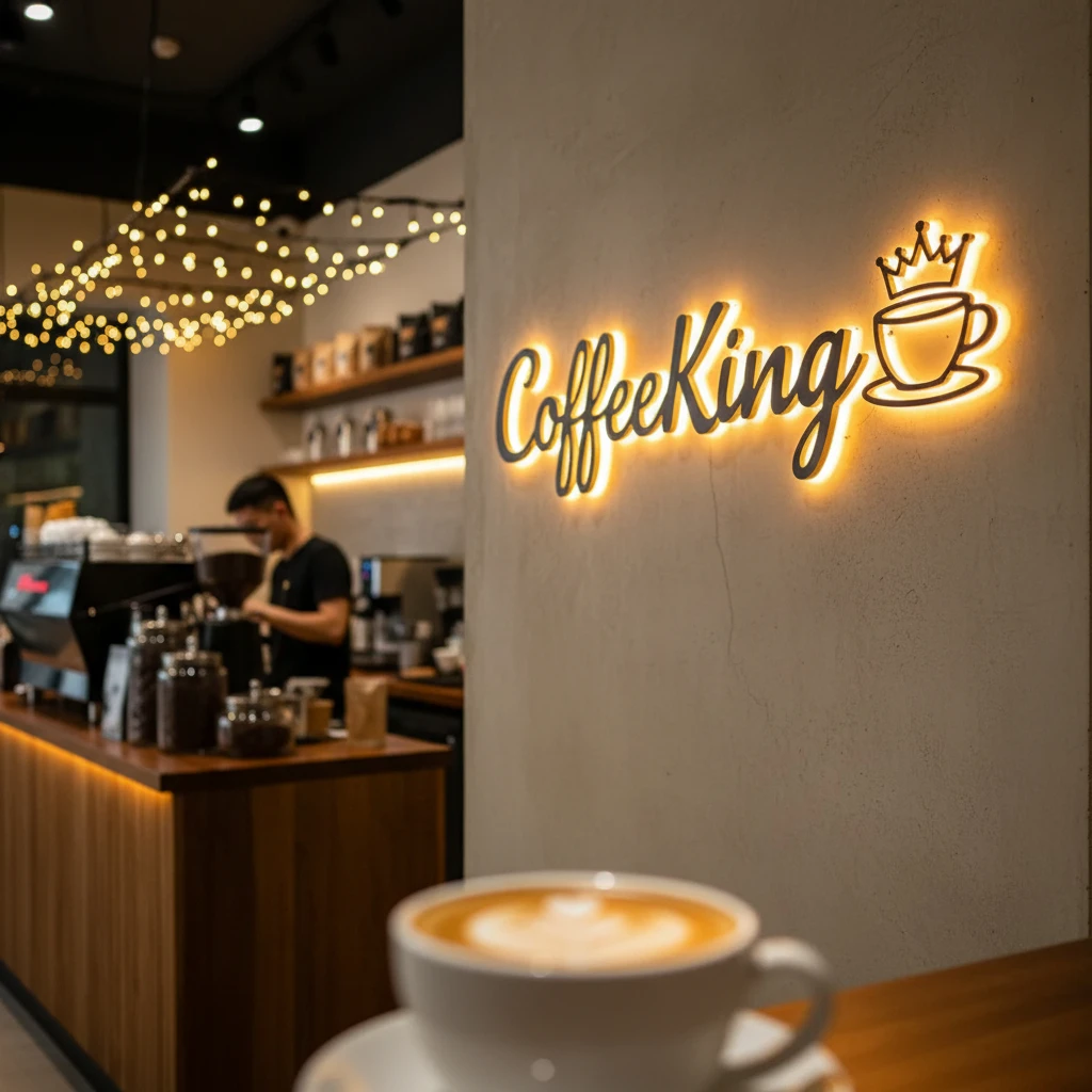 Custom Illuminated 3D Mirror Modern Chic Acrylic Sign - Laser Cut Wall Mounted Logo for Coffee Shop Reception New Business Gift