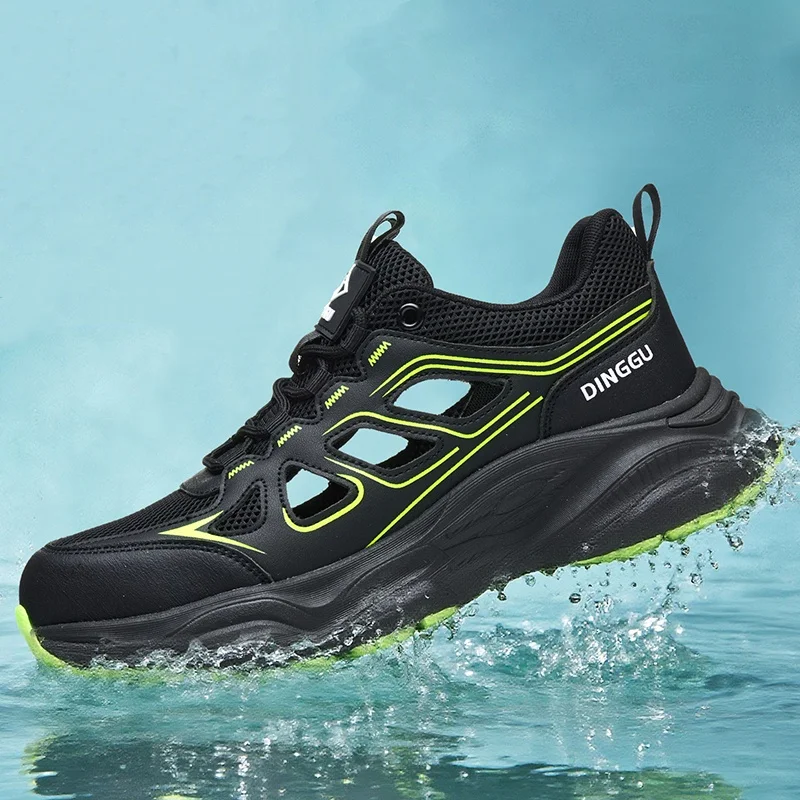 

Мужская мода со стальным носком, рабочая защитная обувь, дышащие летние защитные ботинки для инструментов, безопасная защита рабочей обуви